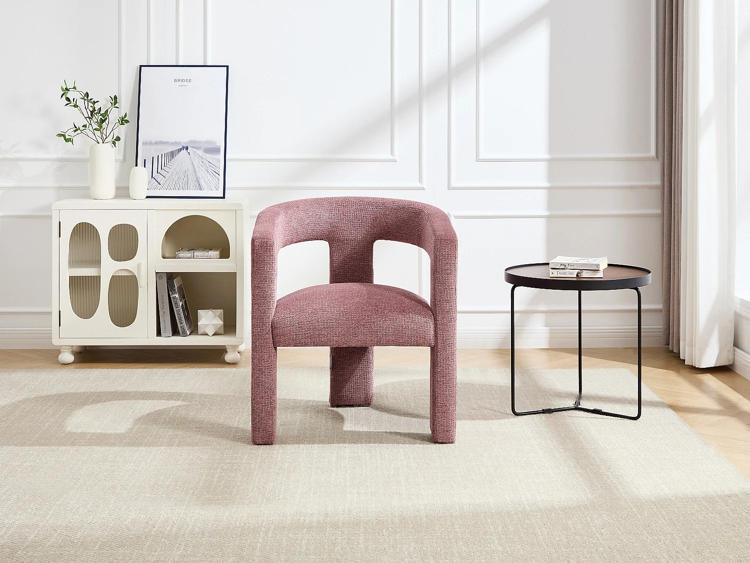 Fauteuil en tissu texturé rouge FAVINA