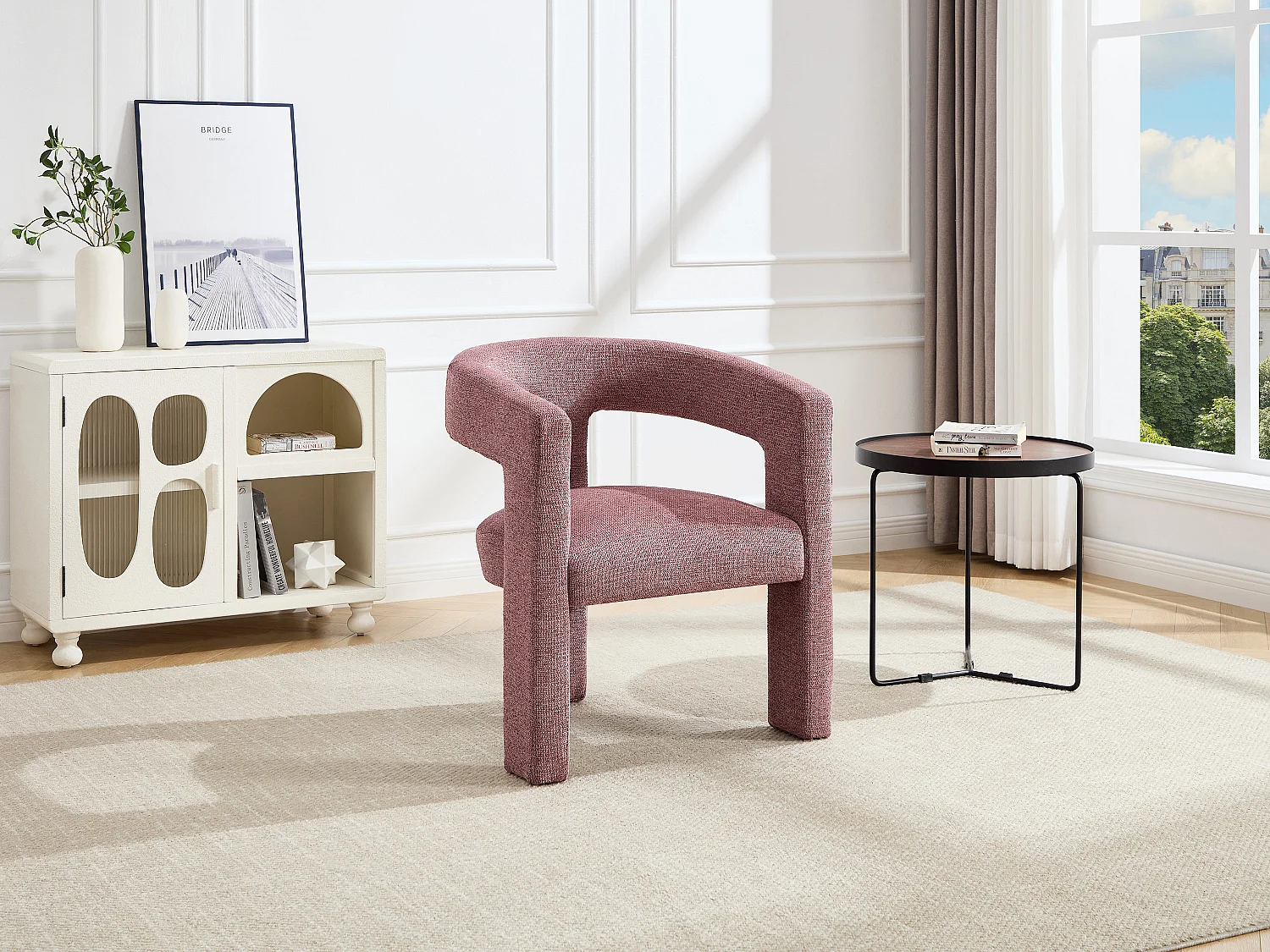 Fauteuil en tissu texturé rouge FAVINA