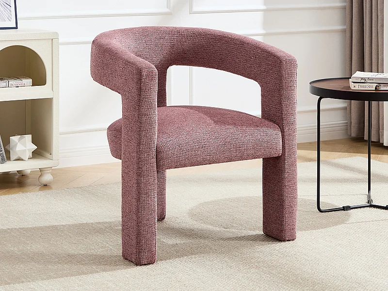Fauteuil en tissu texturé rose FAVINA