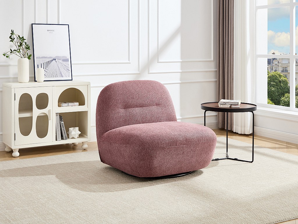 Fauteuil pivotant en tissu texturé rouge POZETI