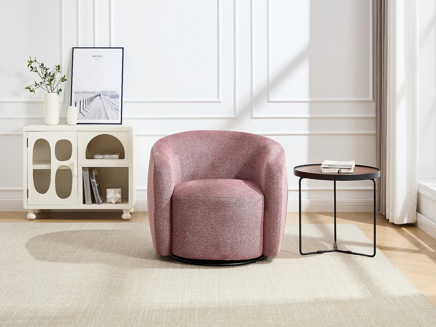 Fauteuil en tissu texturé rouge VEREIDE