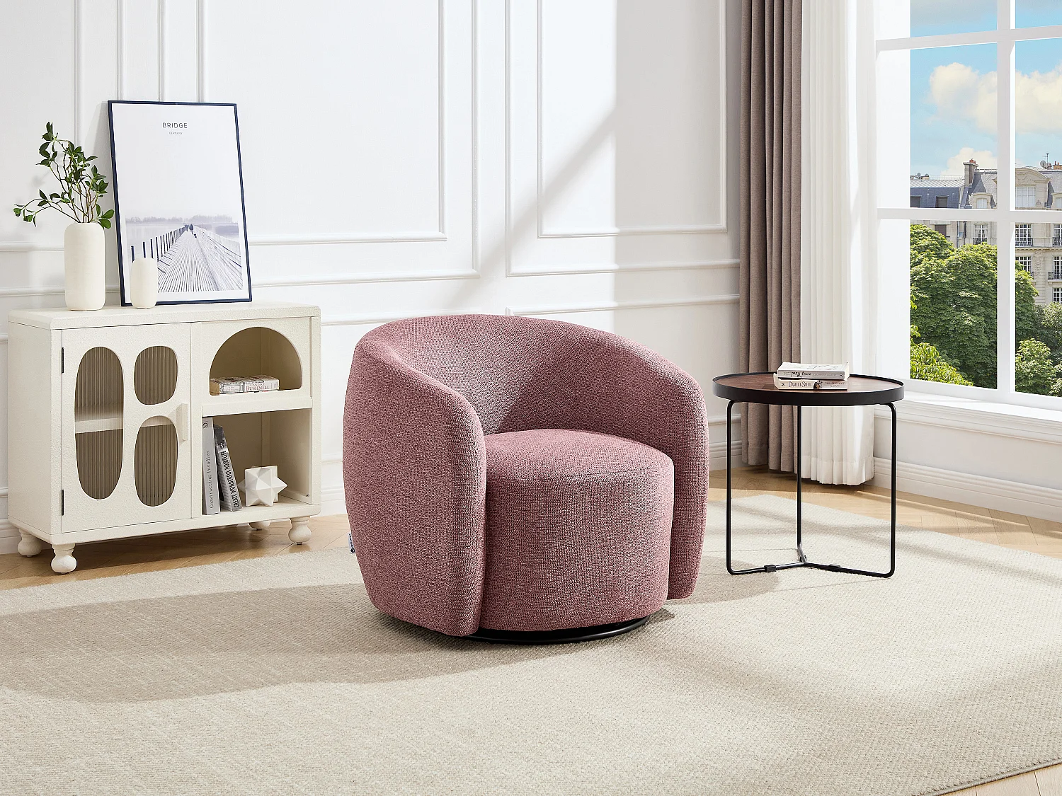 Fauteuil en tissu texturé rouge VEREIDE