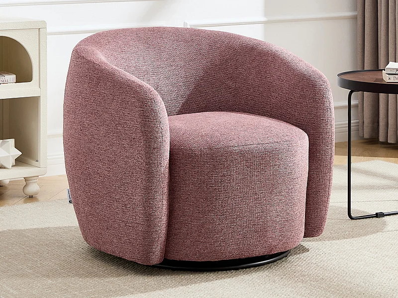 Fauteuil en tissu texturé rose VEREIDE