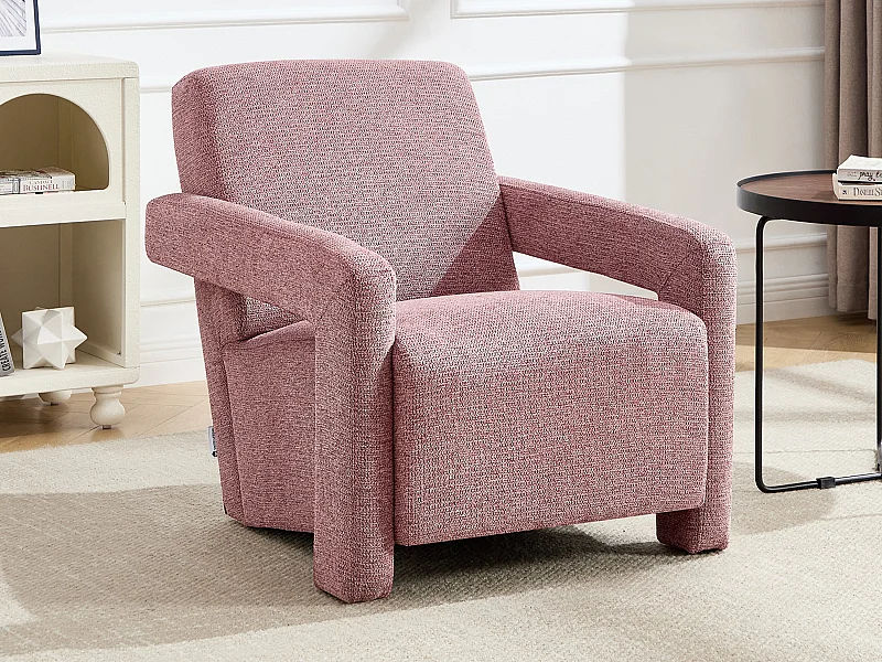 Fauteuil en tissu texturé rouge ISPARTA