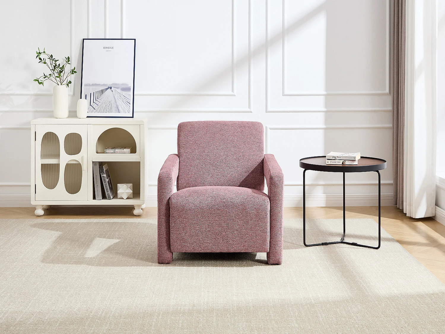 Fauteuil en tissu texturé rouge ISPARTA