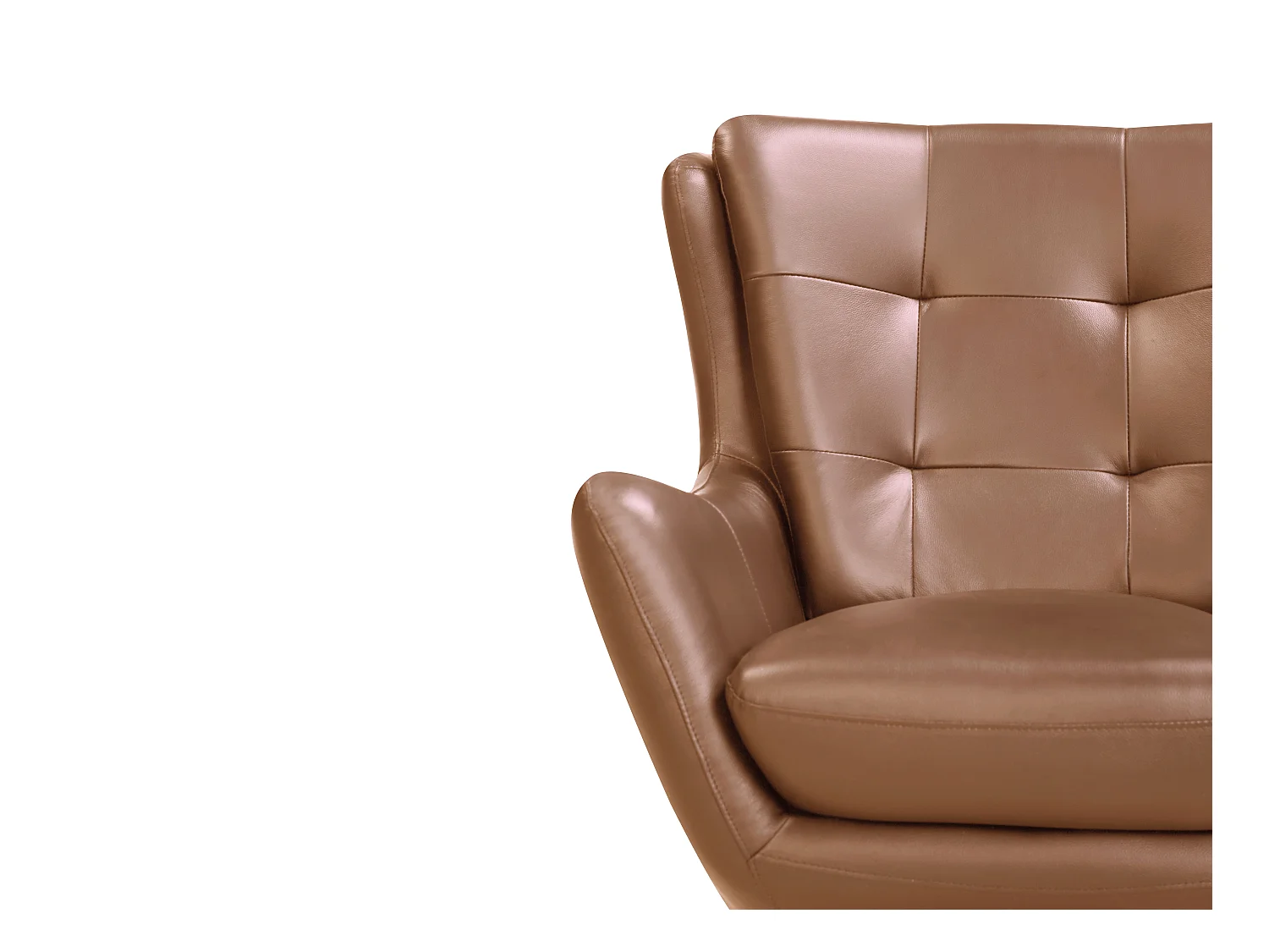 Fauteuil pivotant en cuir de buffle camel ANABA