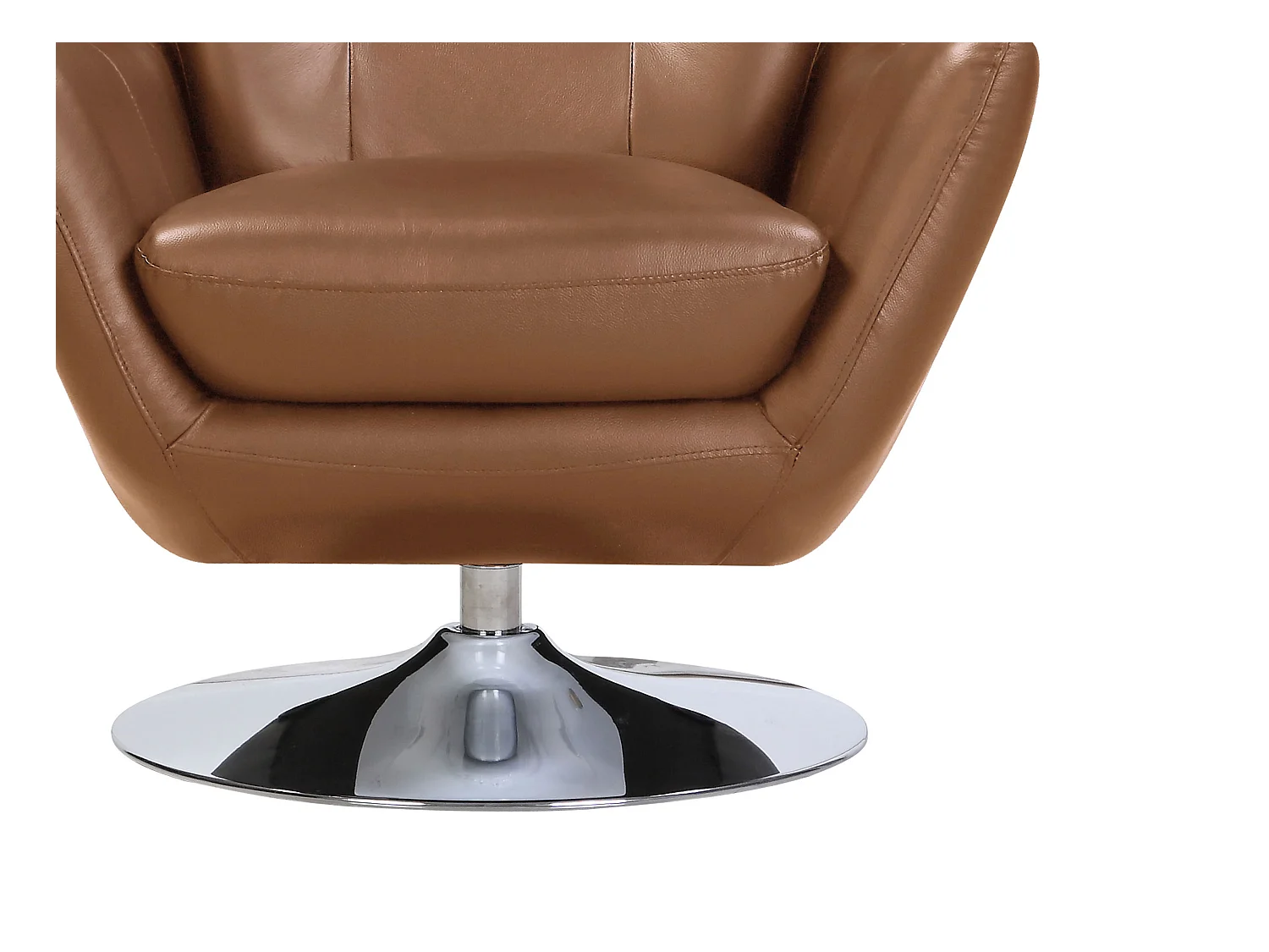 Fauteuil pivotant en cuir de buffle camel ANABA