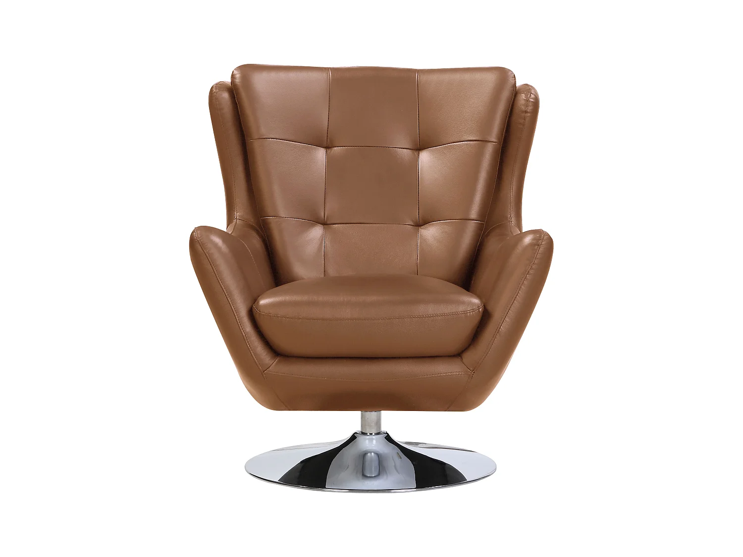 Fauteuil pivotant en cuir de buffle camel ANABA