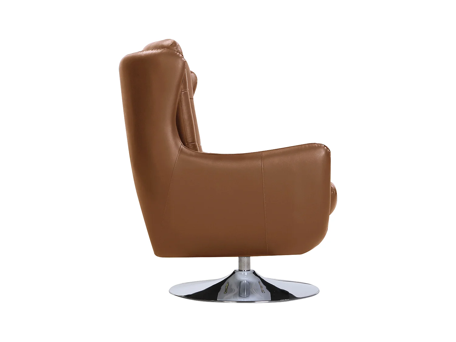 Fauteuil pivotant en cuir de buffle camel ANABA