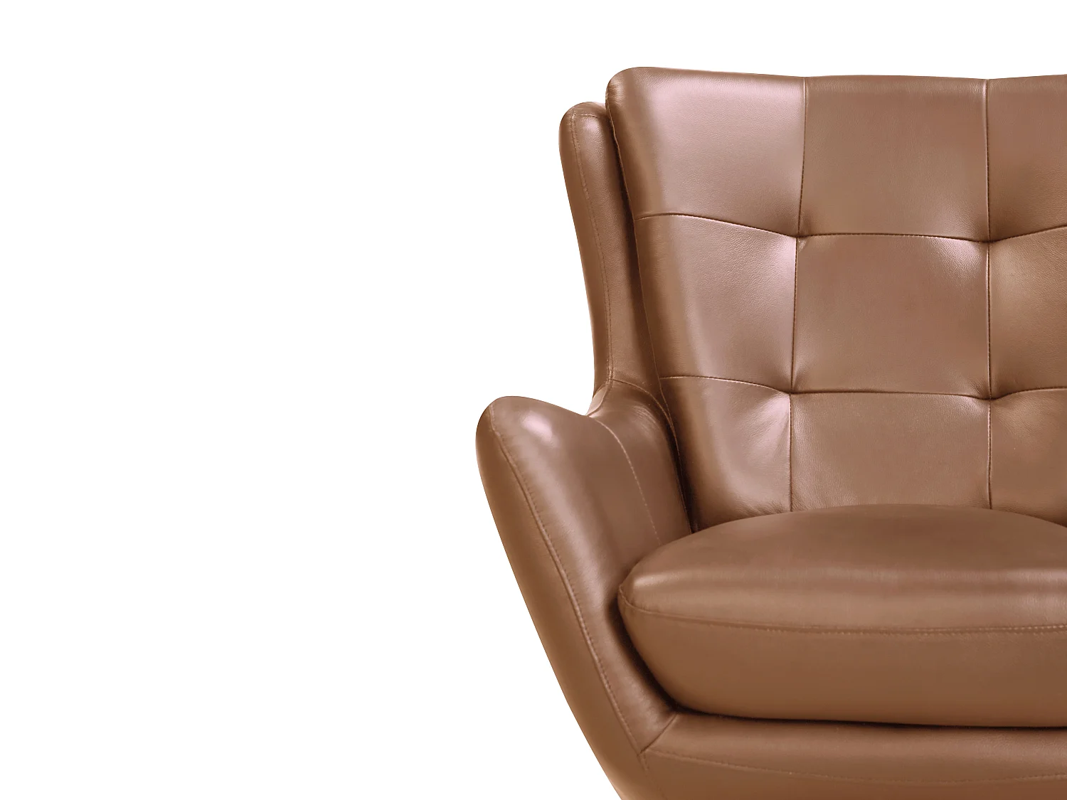 Fauteuil pivotant en cuir de buffle camel ANABA