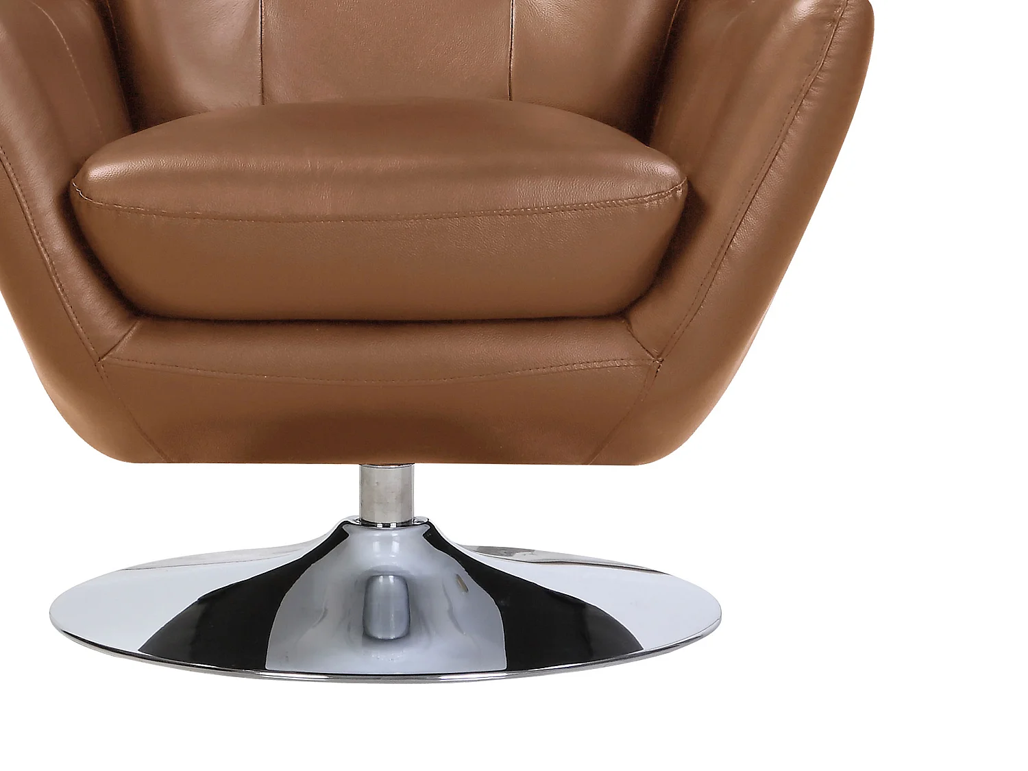 Fauteuil pivotant en cuir de buffle camel ANABA