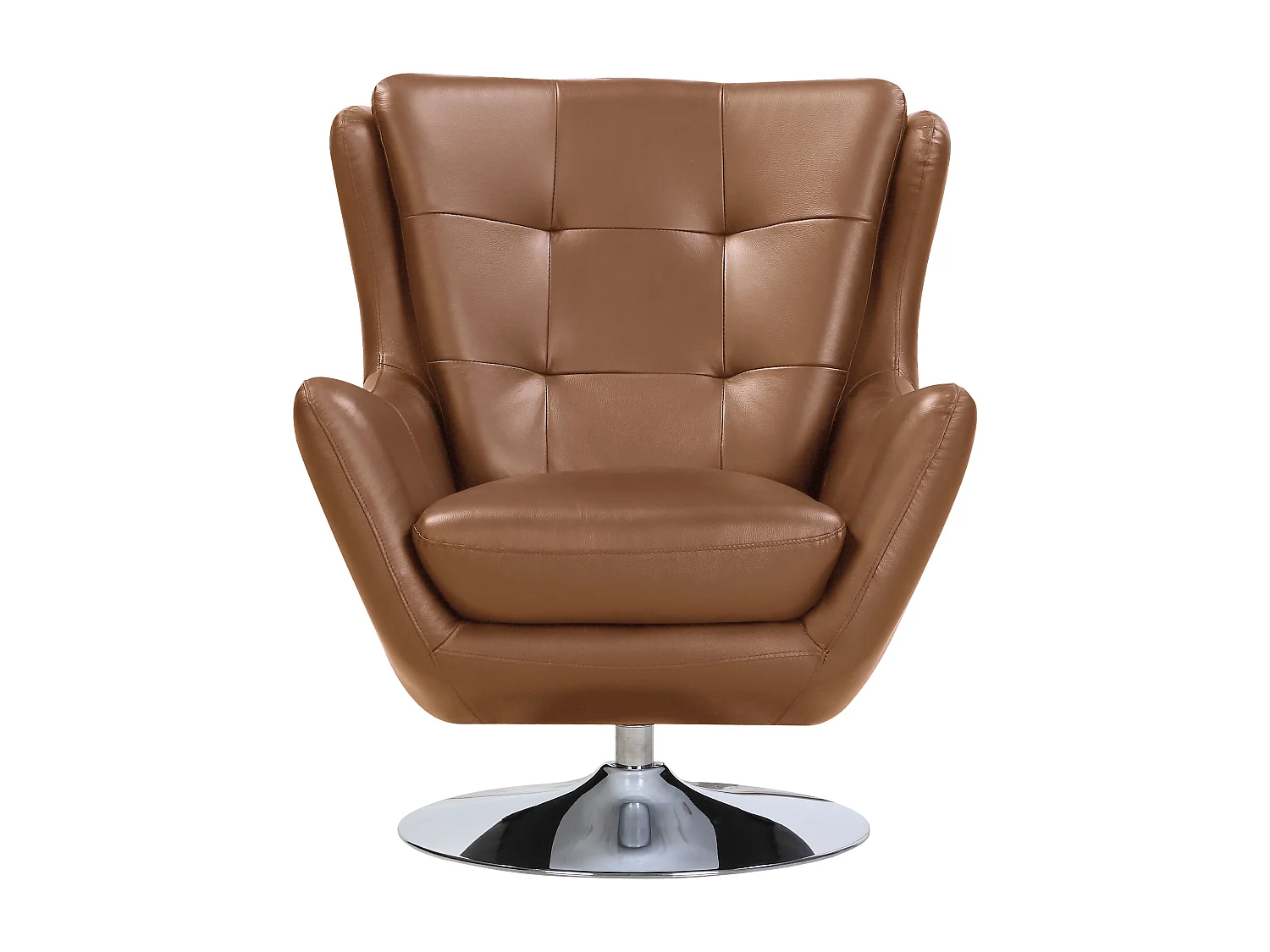 Fauteuil pivotant en cuir de buffle camel ANABA