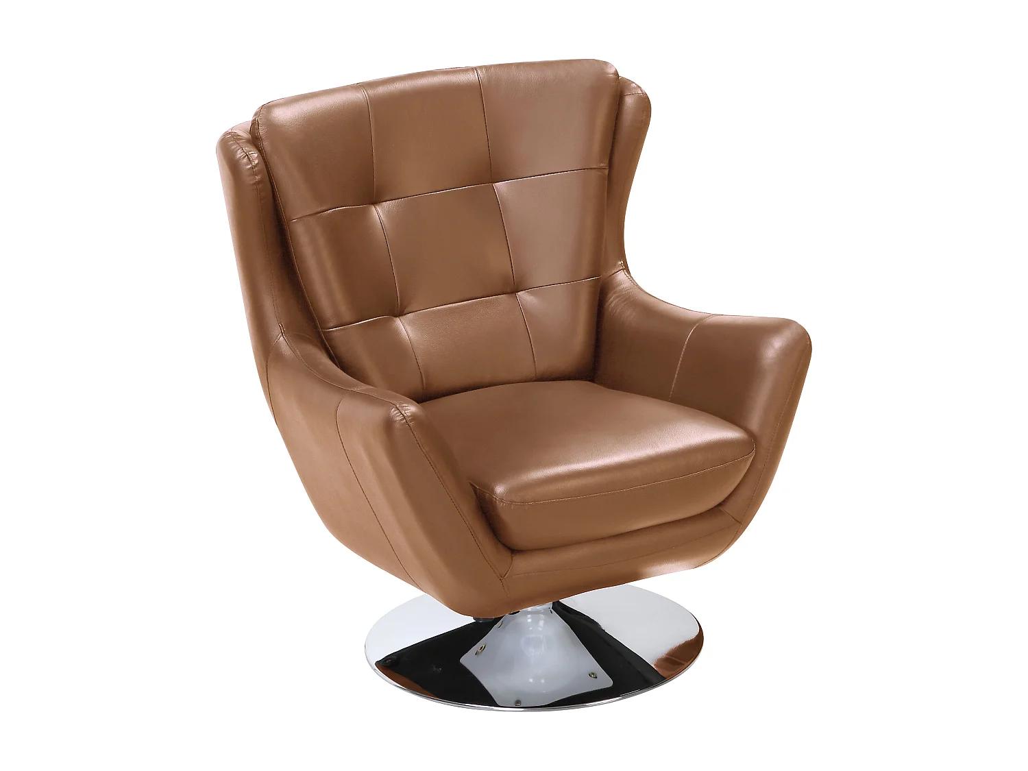 Fauteuil pivotant en cuir de buffle camel ANABA