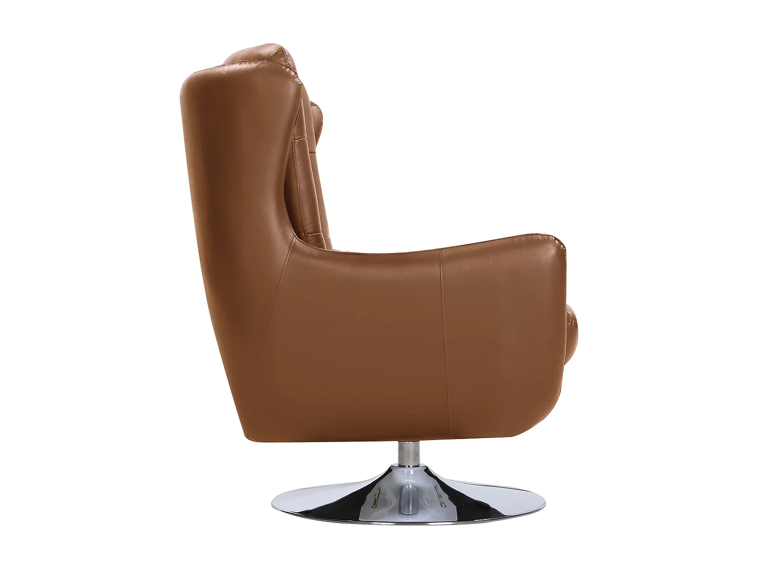 Fauteuil pivotant en cuir de buffle camel ANABA