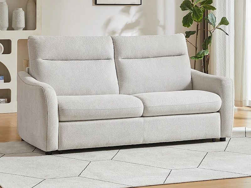 Canapé convertible express 3 places en tissu beige SOVANIA