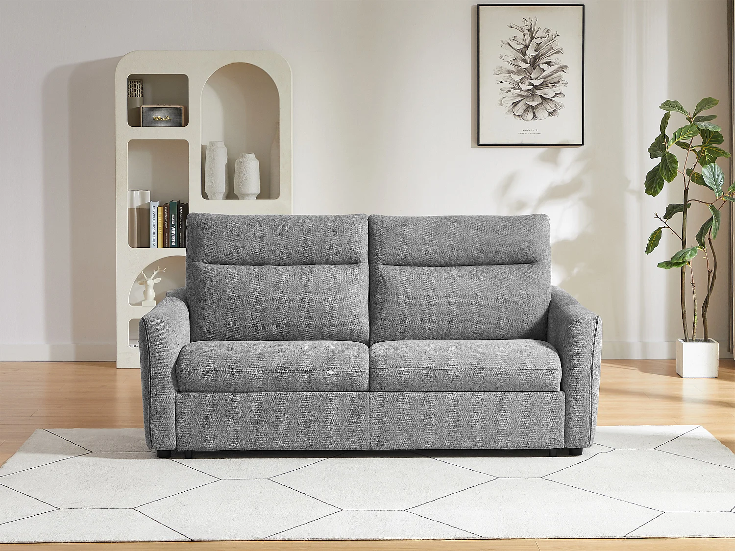 Canapé convertible express 3 places en tissu gris SOVANIA