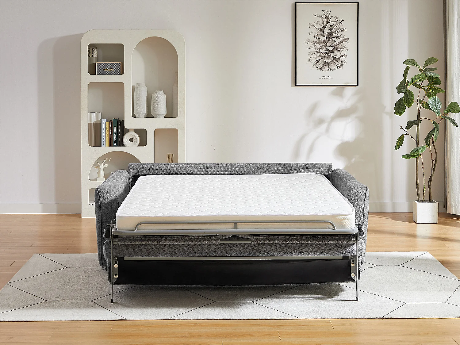 Canapé convertible express 3 places en tissu gris SOVANIA