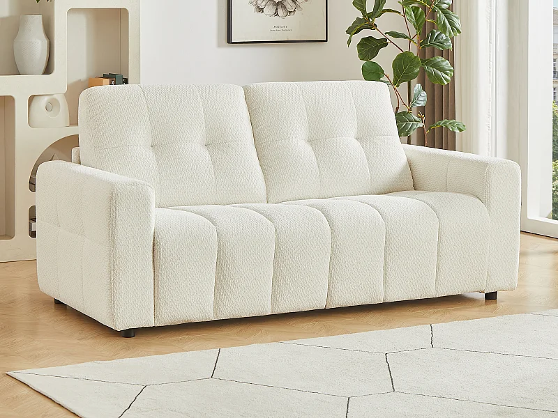 Canapé 3 places convertible en tissu chenille beige ISISTIA