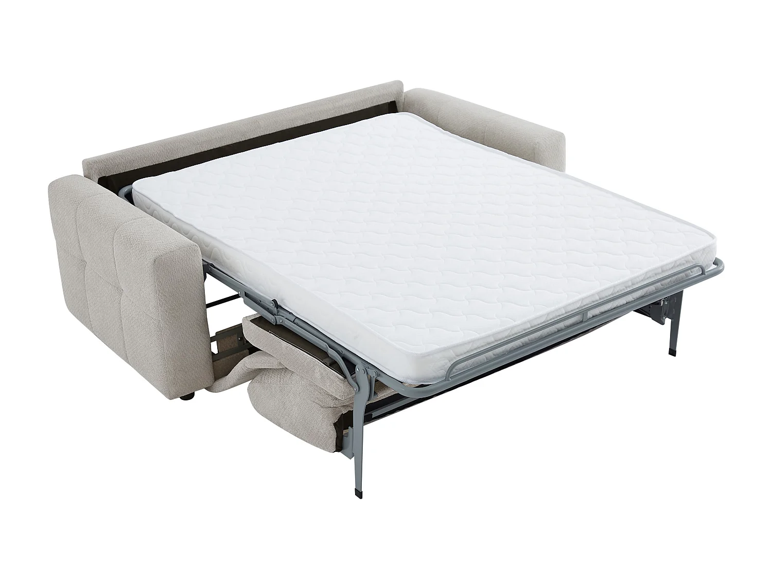 Canapé 3 places convertible en tissu chenille gris clair ISISTIA