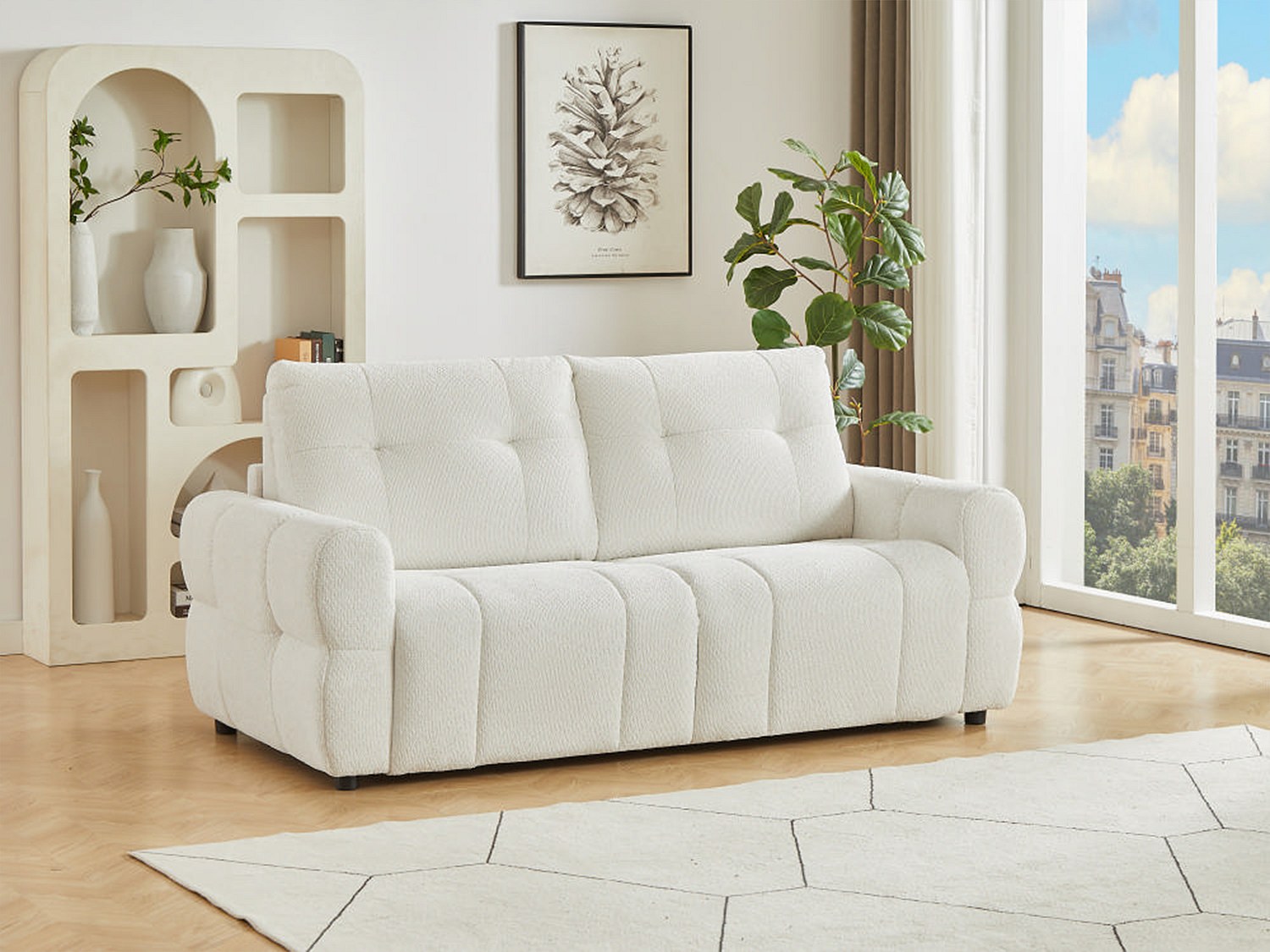 3-Sitzer-Schlafsofa aus beigem Chenille-Stoff ECORIA günstig online kaufen