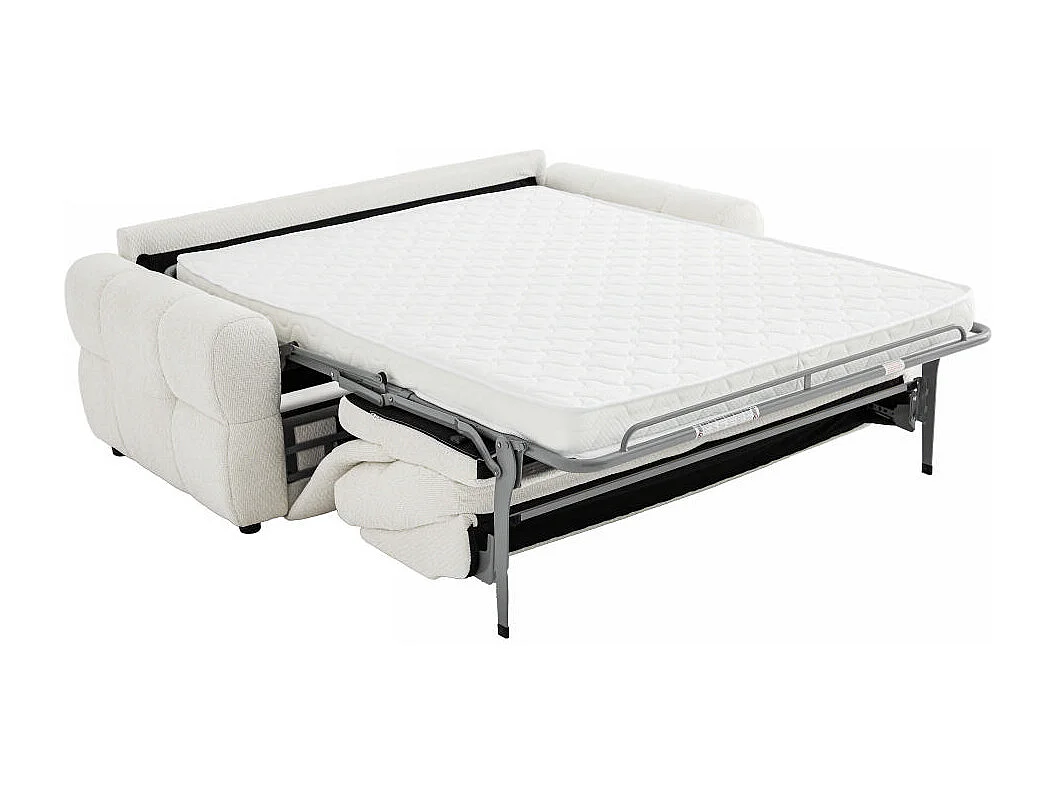 Canapé 3 places convertible en tissu chenille beige ECORIA