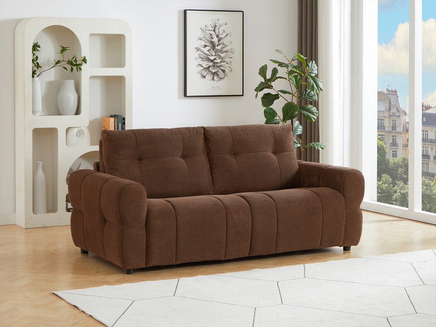 3-Sitzer Schlafsofa aus braunem Chenille-Stoff ECORIA günstig online kaufen