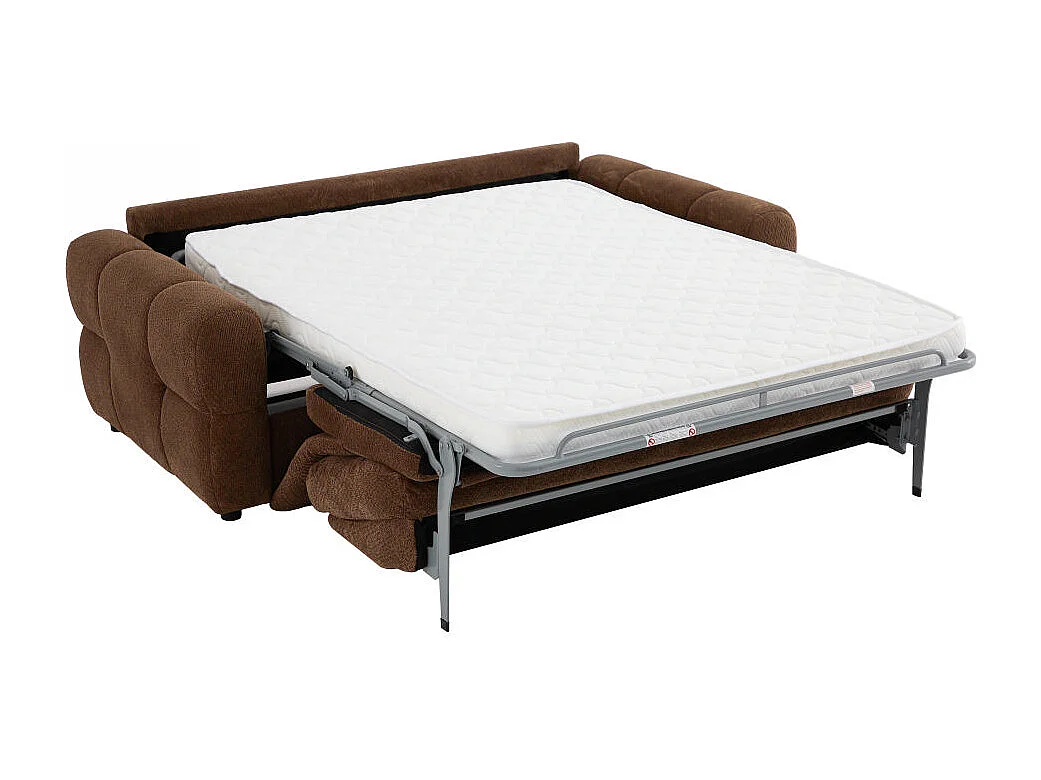 Canapé 3 places convertible en tissu chenille marron ECORIA
