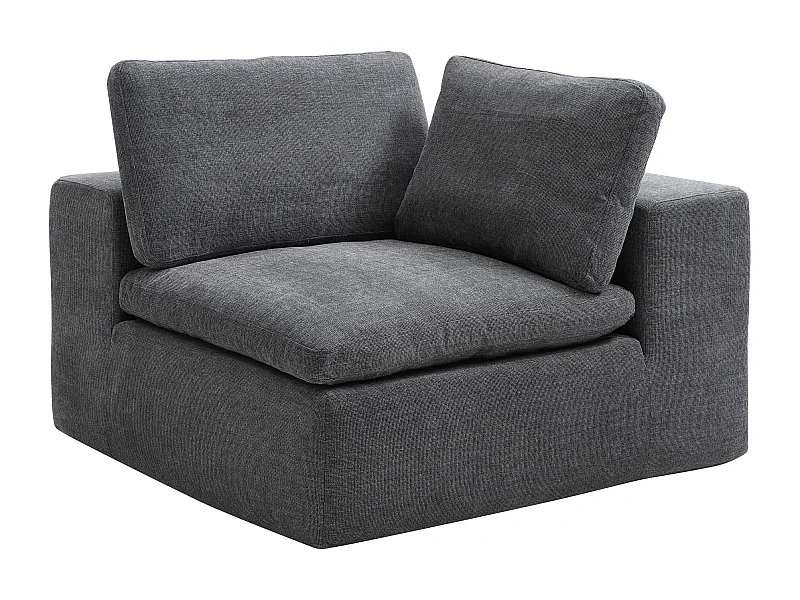 Fauteuil d'angle droit en tissu gris anthracite CORTOLINE