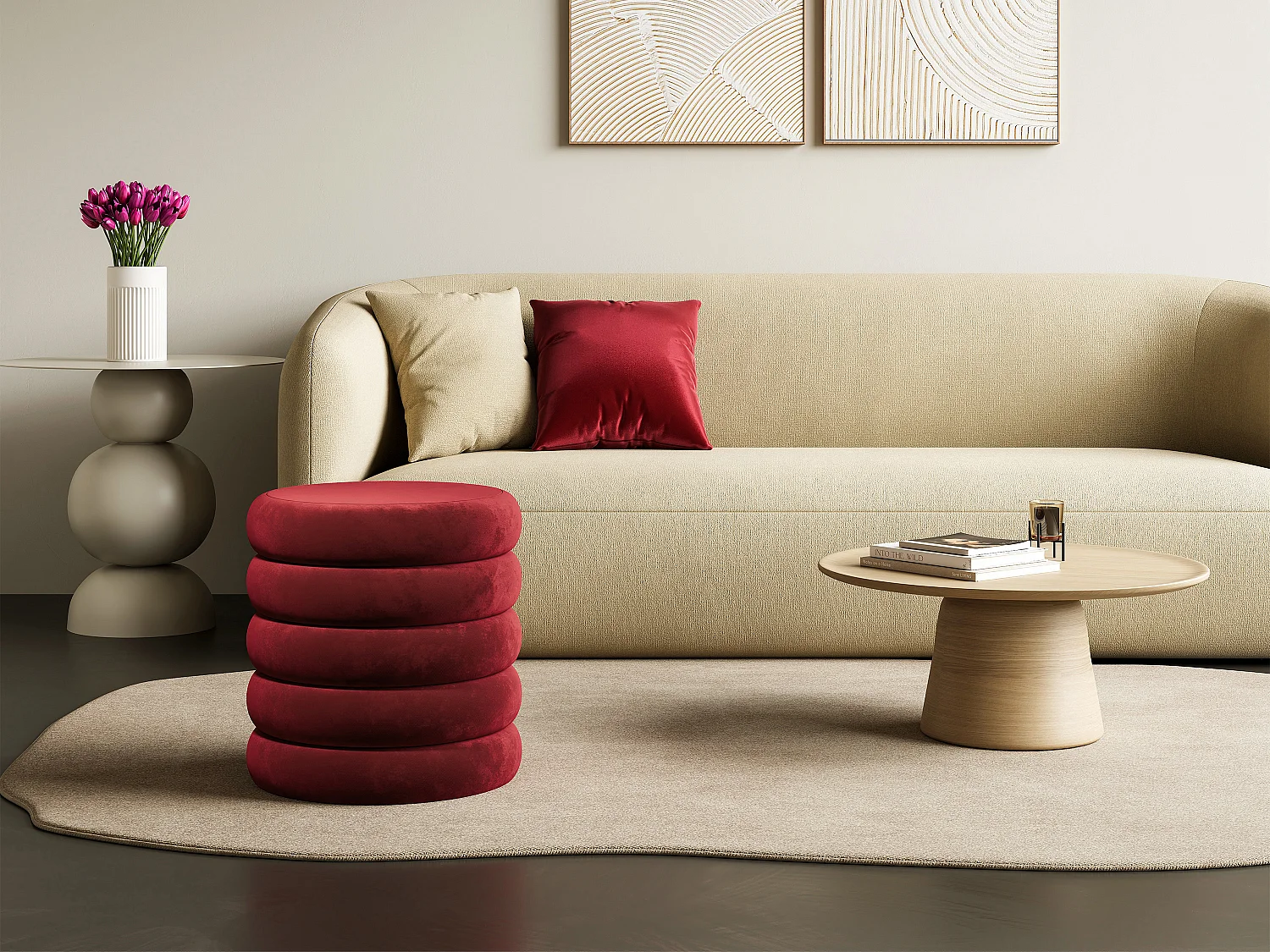 Hocker - Samt - Bordeaux - ECAMBI