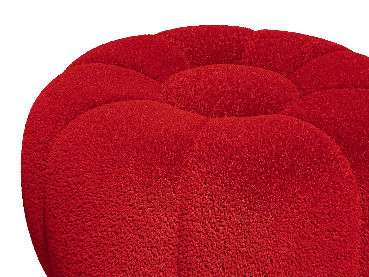 Hocker - Blumen-Design - Bouclé-Stoff - Rot - DELPODA