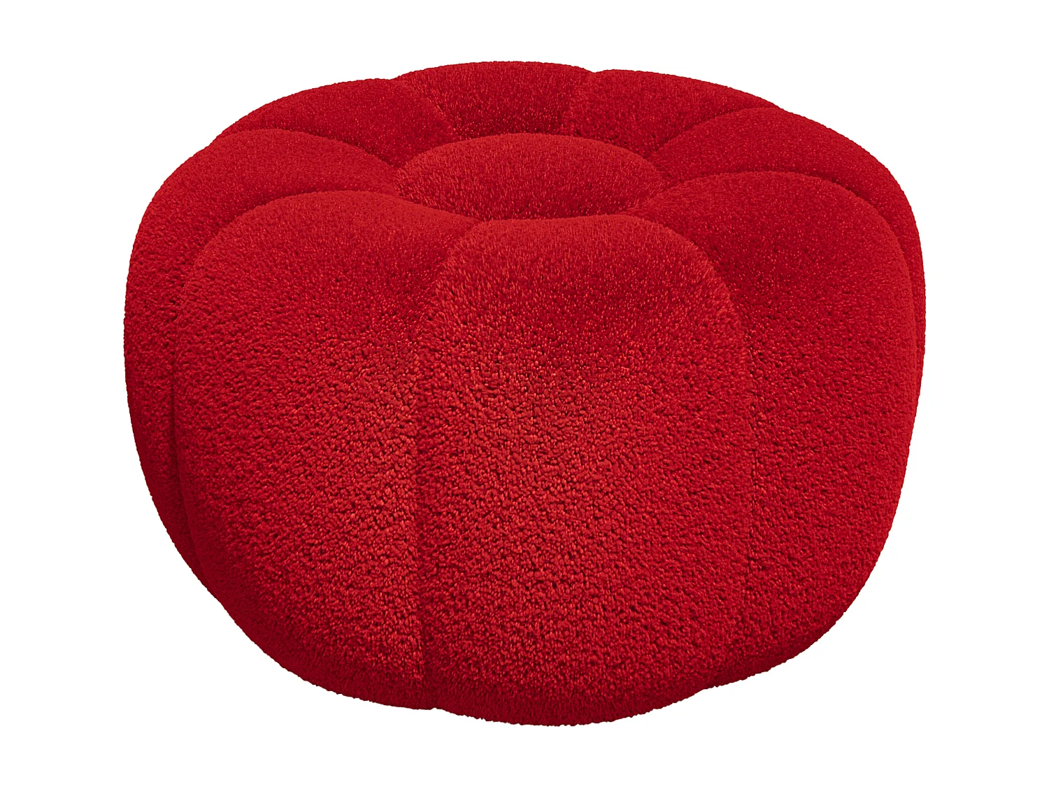 Hocker - Blumen-Design - Bouclé-Stoff - Rot - DELPODA