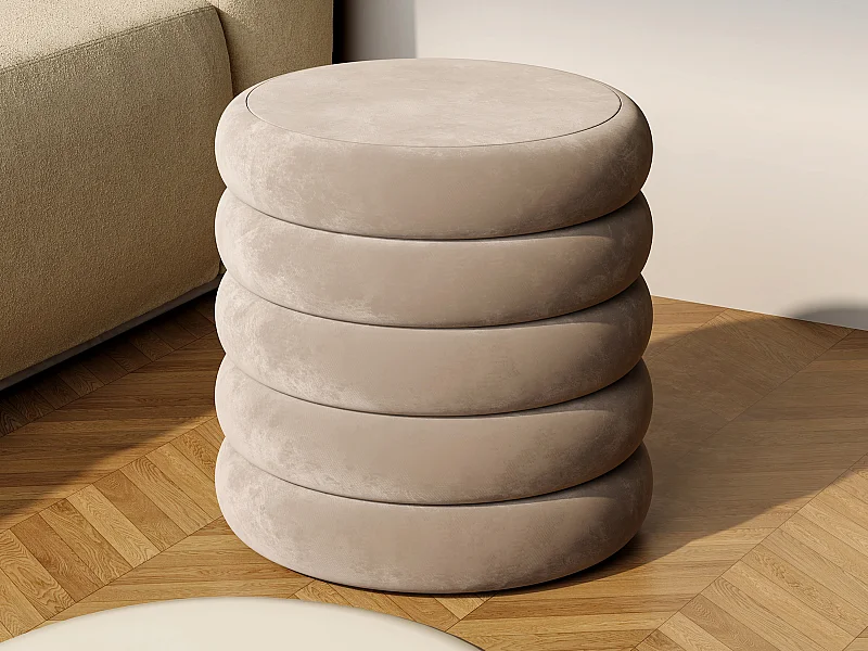 Pouf en velours taupe ECAMBI