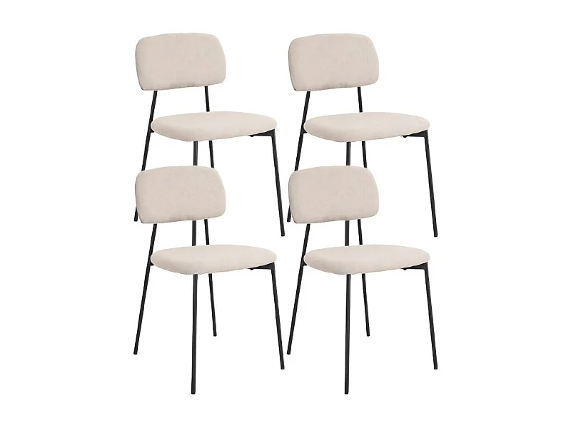 Lot de 4 chaises tissu beige nougat et pieds métal noir – DELILAH