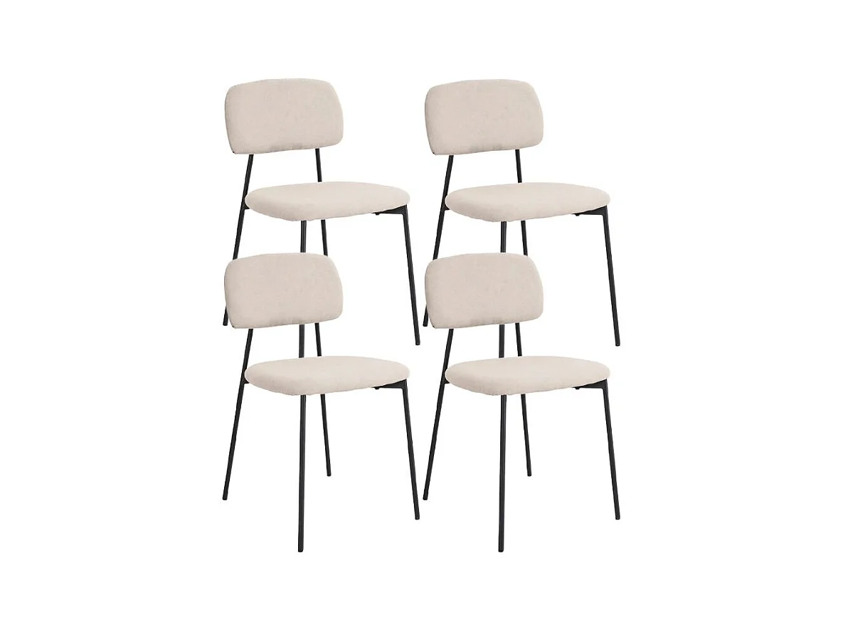 Lot de 4 chaises tissu beige nougat et pieds métal noir – DELILAH