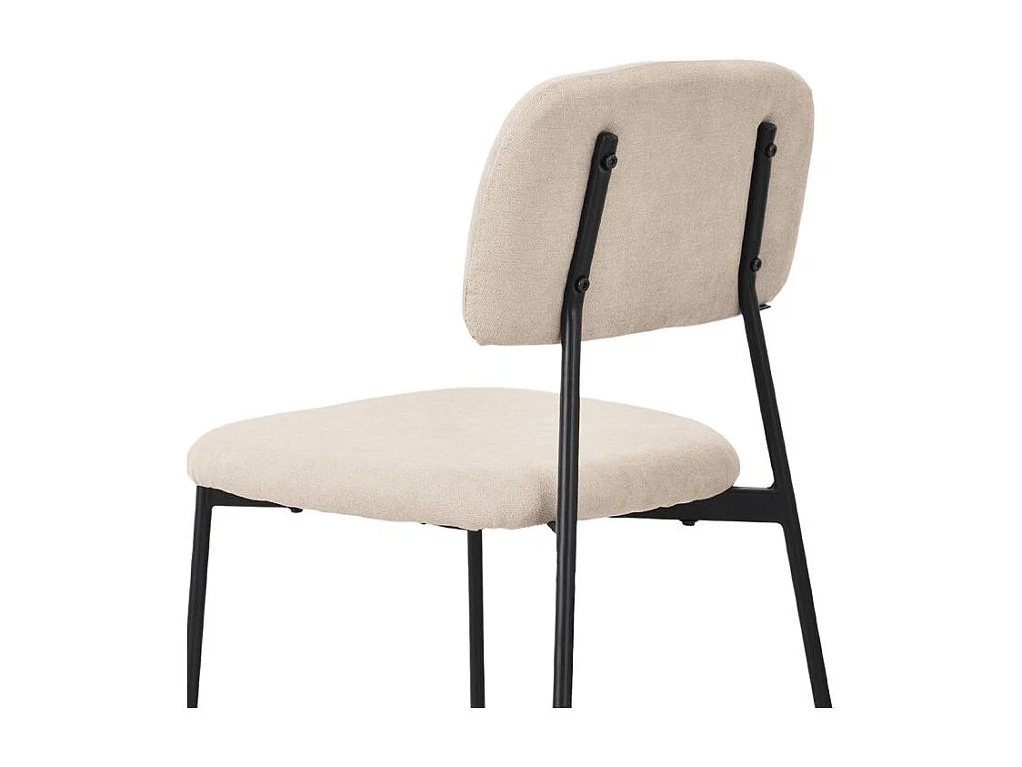 Lot de 4 chaises tissu beige nougat et pieds métal noir – DELILAH