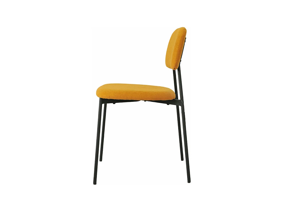 Lot de 2 chaises tissu jaune moutarde et pieds métal noir – DELILAH