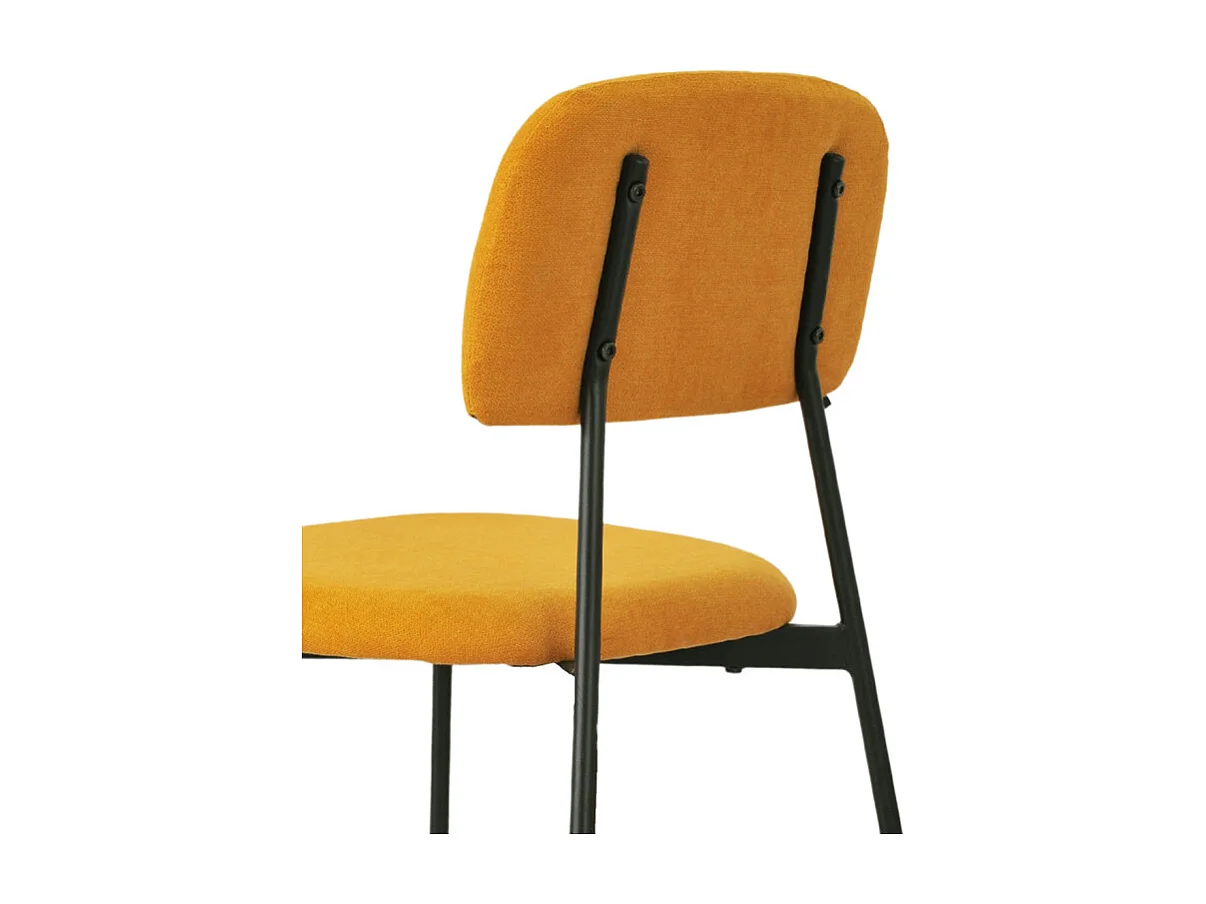 Lot de 2 chaises tissu jaune moutarde et pieds métal noir – DELILAH