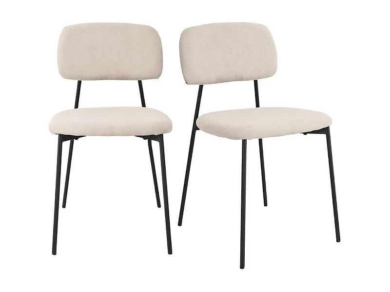 Lot de 2 chaises tissu beige nougat et pieds métal noir – DELILAH