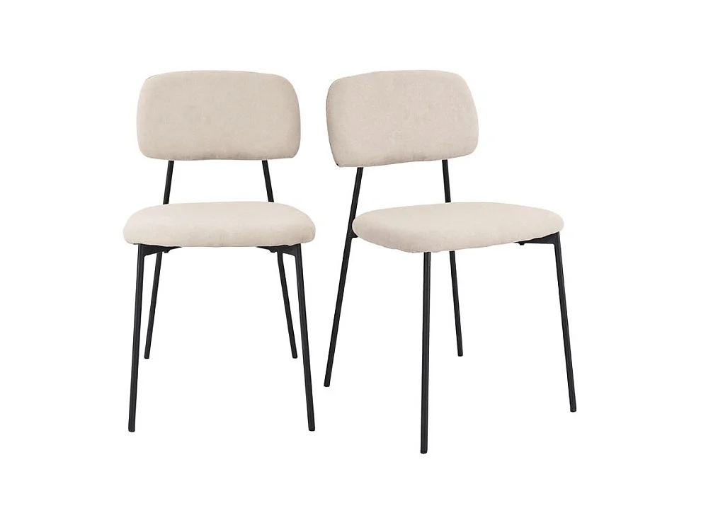 Lot de 2 chaises tissu beige nougat et pieds métal noir – DELILAH