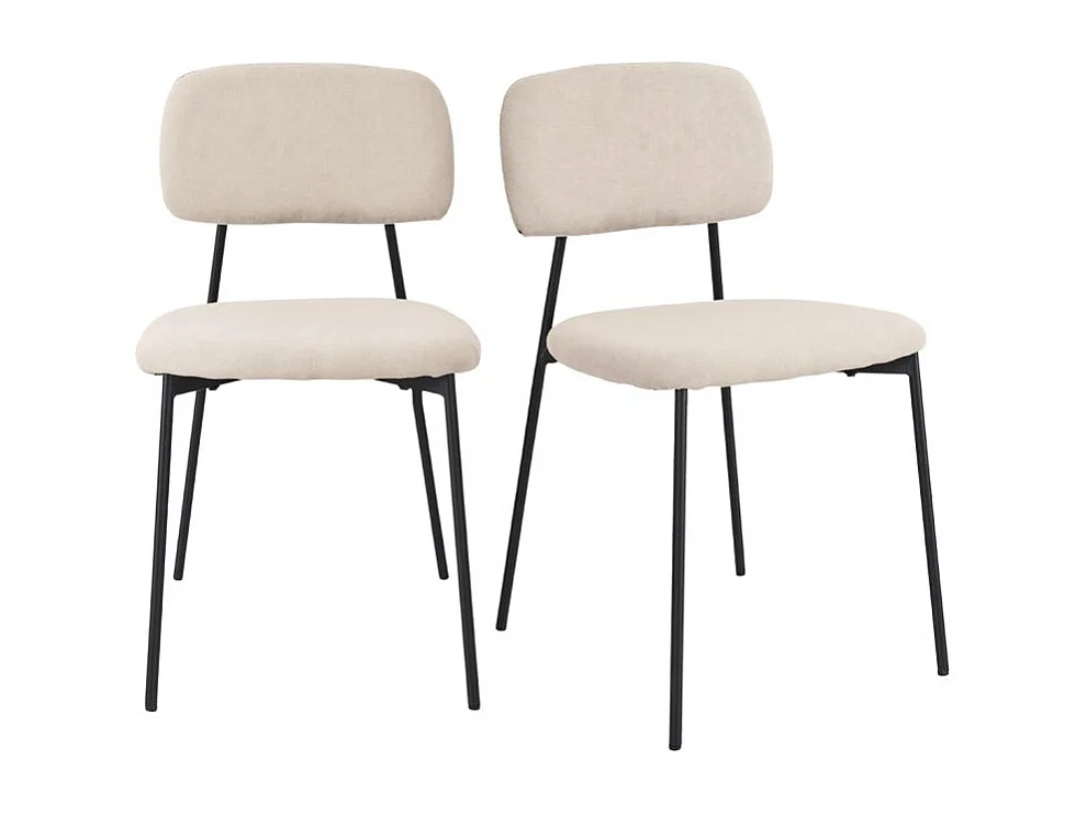 Lot de 2 chaises tissu beige nougat et pieds métal noir – DELILAH
