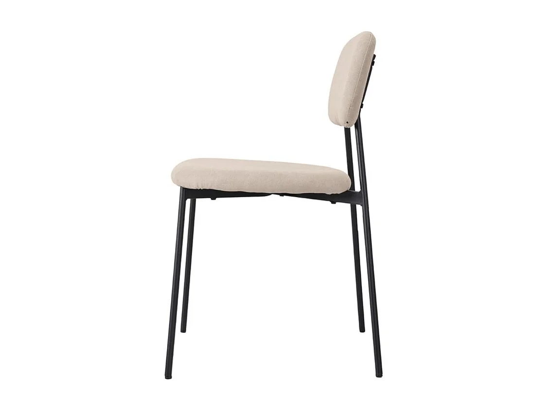 Lot de 2 chaises tissu beige nougat et pieds métal noir – DELILAH