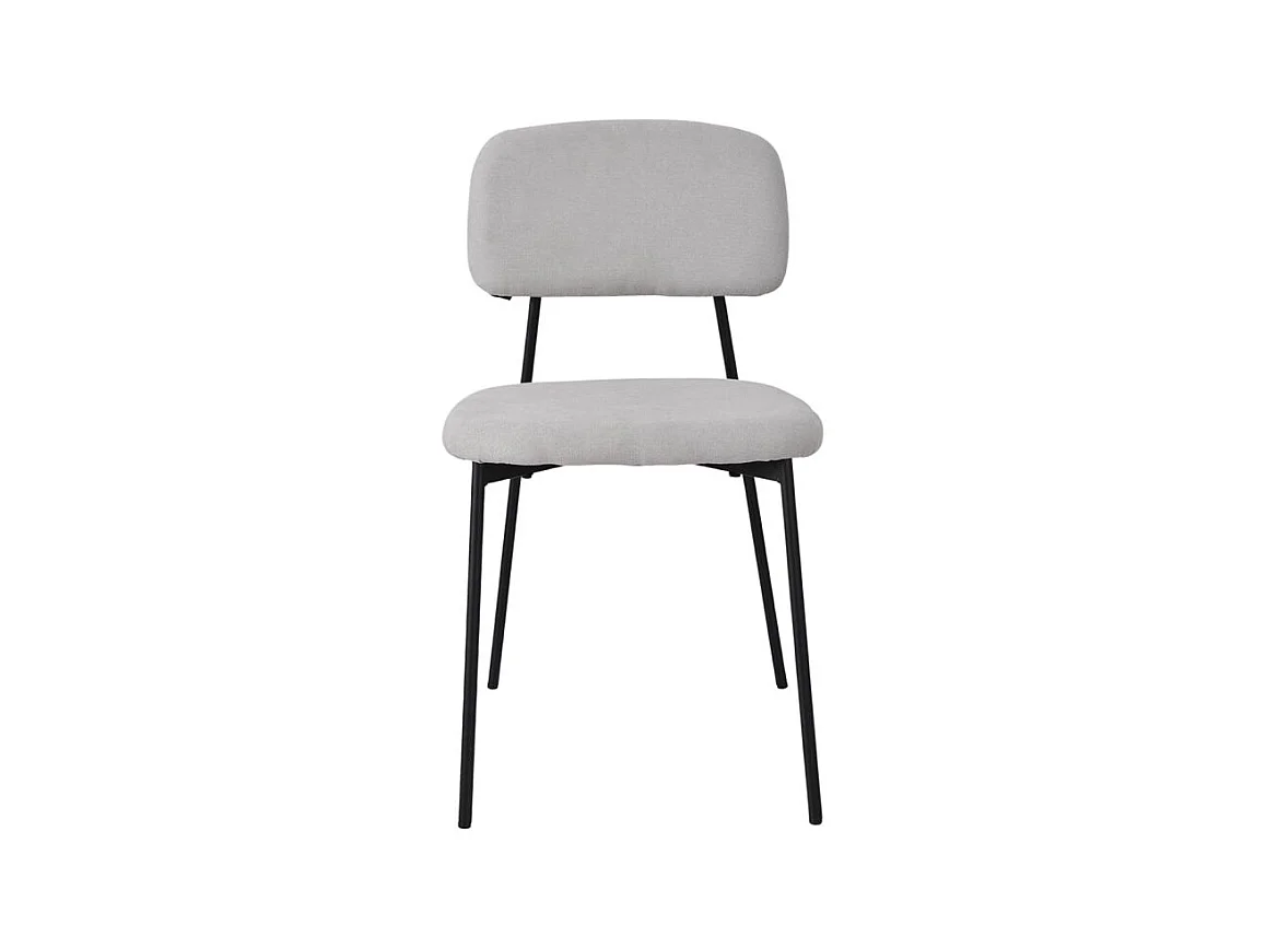 Lot de 4 chaises tissu gris clair et pieds métal noir – DELILAH