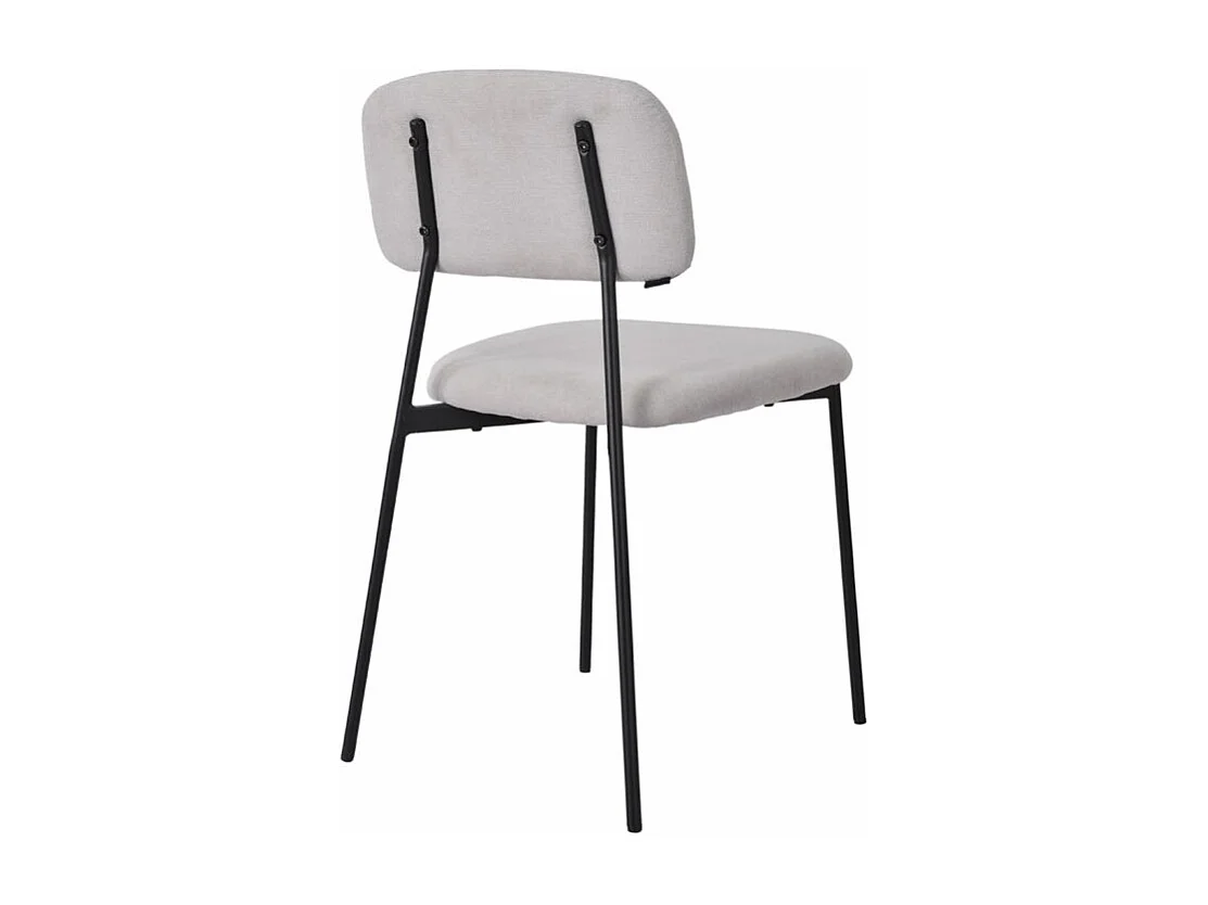 Lot de 4 chaises tissu gris clair et pieds métal noir – DELILAH