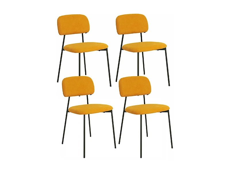 Lot de 4 chaises tissu jaune moutarde et pieds métal noir – DELILAH