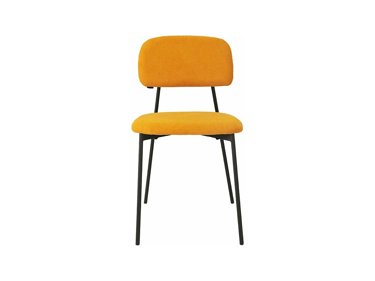 Lot de 4 chaises tissu jaune moutarde et pieds métal noir – DELILAH