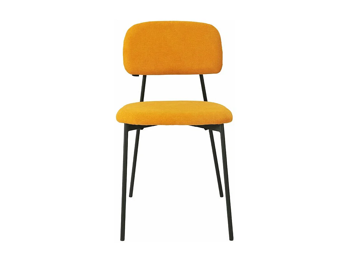 Lot de 4 chaises tissu jaune moutarde et pieds métal noir – DELILAH