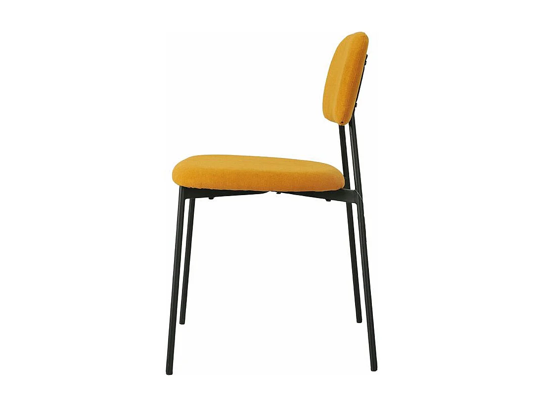 Lot de 4 chaises tissu jaune moutarde et pieds métal noir – DELILAH