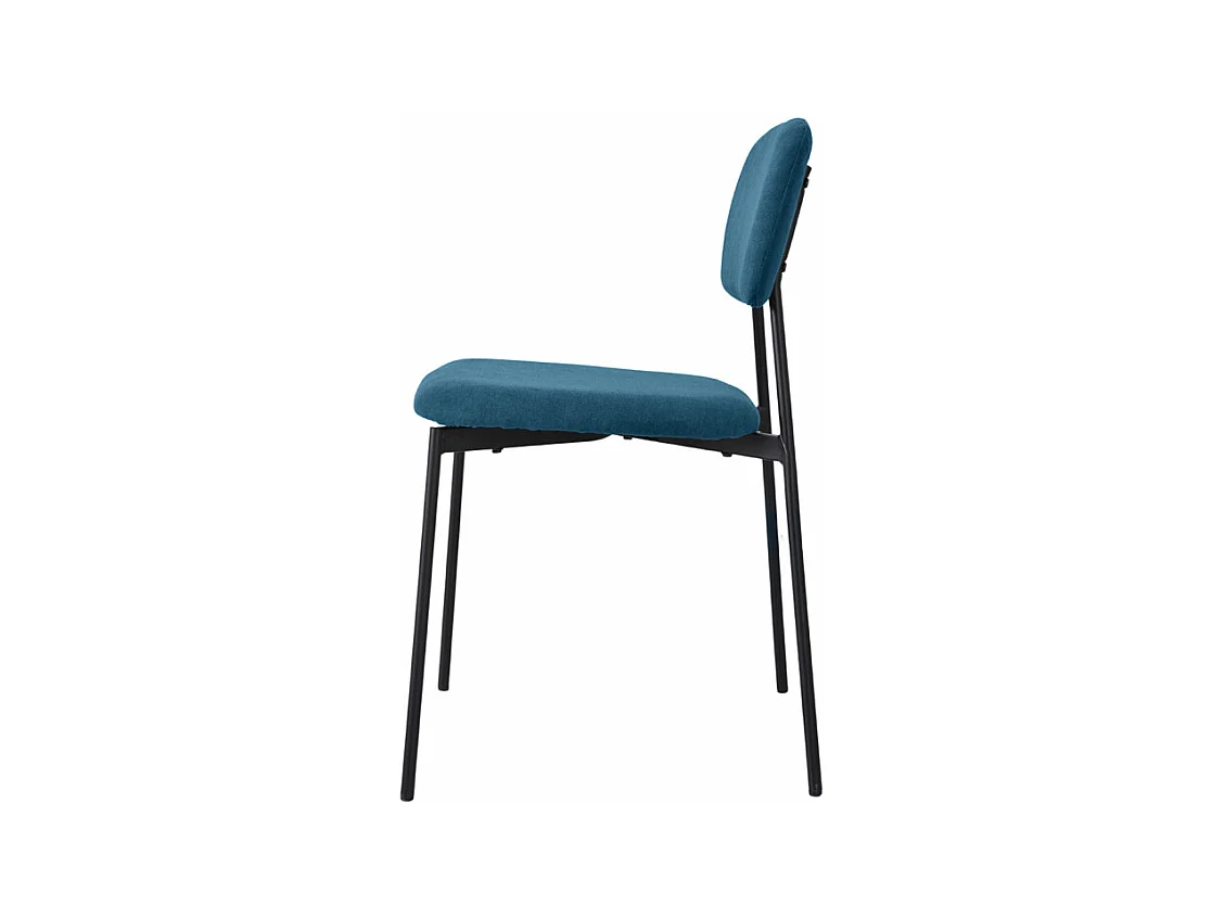 Lot de 2 chaises tissu bleu canard et pieds métal noir – DELILAH