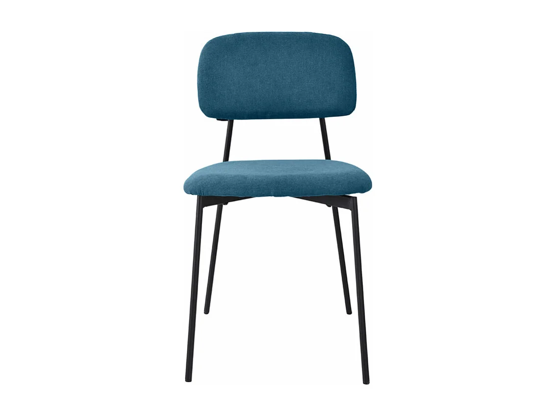 Lot de 2 chaises tissu bleu canard et pieds métal noir – DELILAH