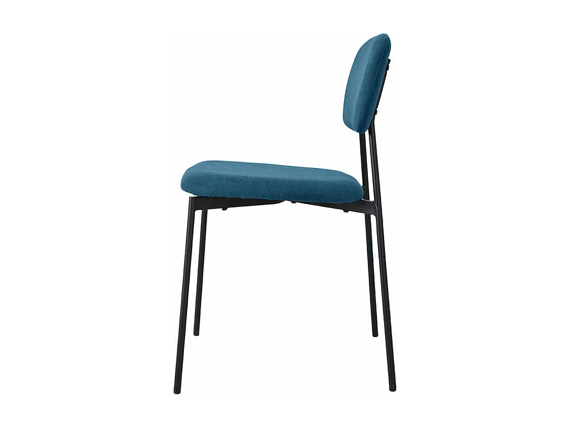 Lot de 2 chaises tissu bleu canard et pieds métal noir – DELILAH